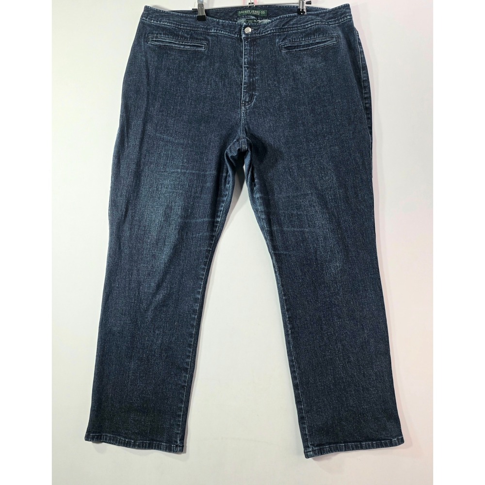 Lauren Ralph Lauren Jeans Co Womens 20W Dark Wash Straight Leg Stretch Denim